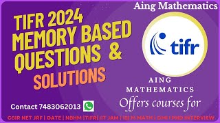 TIFR 2024 Mathematics  Aing Mathematics [upl. by Yedok]