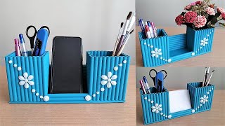 Kağıttan Çok Amaçlı Masaüstü Kalemlik Yapımı  Paper Decoratif Pen Holder  DIY [upl. by Nilrev205]