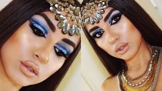 Last Minute Cleopatra Halloween Makeup amp DIY Costume  CrueltyFree [upl. by Lenz154]