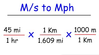 How To Convert Miles Per Hour to Meters Per Second  mph to ms [upl. by Ekaj911]