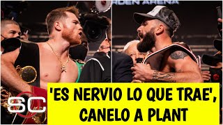 SE DIJERON DE TODO Canelo Álvarez y Caleb Plant SE ENCARARON en el pesaje oficial  SportsCenter [upl. by Rodavlas]