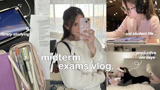 Midterm Exam Week Vlog 🎧 productive uni days library studying late nights amp premed life ｡ﾟ [upl. by Septima661]