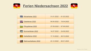 Ferien Niedersachsen 2022 [upl. by Lejna]