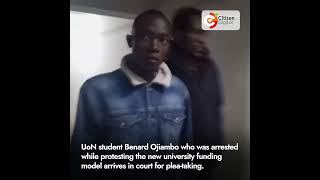 UoN student arrested while protesting new university funding model arrives in court for pleataking [upl. by Nakada]