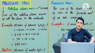 Molecular Mass and Formula Mass class 9th  in Pashto  Lec12  khatimaliresearches [upl. by Rybma]