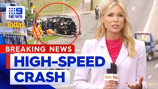 Highspeed Sydney car crash  9 News Australia [upl. by Jerome808]