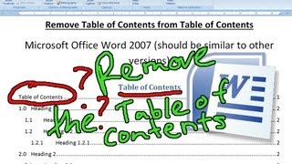 Remove the Table of Contents from the Table of Contents in Microsoft Office Word [upl. by Aiden]