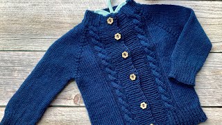 RVO Babyjacke mit Zopfmuster stricken komplette Anleitung [upl. by Ettelloc]