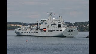 RFA TIDESPRING A136 ENTERS DEVONPORT NAVAL BASE AT ROYAL WILLIAM YARD  19th July 2018 [upl. by Oiluj]