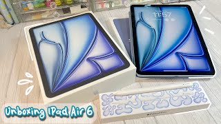 Unboxing iPad Air 6  11 inch 2024  M2 chip Blue colour 2024 amp Apple Pencil Pro [upl. by Annahsohs]