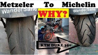 My Metzeler Tyre lasted 24000Kms  How  KTM Duke 390  Changed to Michelin Pilot Street Radial [upl. by Auqcinahs]