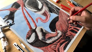 🛑Venom Drawing 🛑 Venom VS the carnage venom3 drawing painting art [upl. by Lynett]