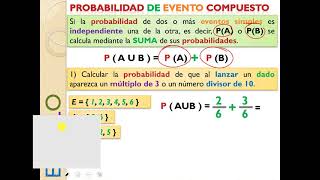 014  PROBABILIDAD EVENTOS SIMPLES Y COMPUESTOS PARTE 2 [upl. by Eldred820]