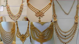 Gold Long Haram Designs With Weight Details  steps long haram collection  22ct gold jewellery [upl. by Aivatra504]