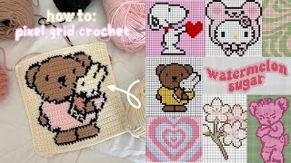 how to crochet ANY pixel grid with 100 FREE designs  beginnerfriendly tutorial [upl. by Ajit]