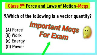 class 9 science chapter 9 mcqs  Force and Laws of Motion MCQ Class 9 Science  Force and Motion [upl. by Aleetha]