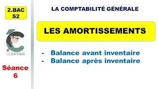 Les amortissements séance 6 Balance avant inventaire Balance après inventaire 2ème BAC S2 [upl. by Ellett906]