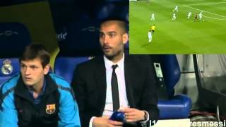 Guardiola amp Vilanovas reaction to Messis solo goal against Real Madrid in Santiago Bernabéu  HD [upl. by Huberto]