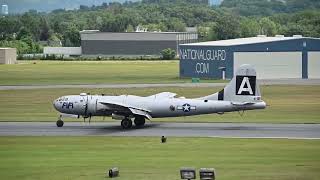 Boeing B29 quotFifiquot Takeoff And Landing At Albany International Airport [upl. by Nanoc]