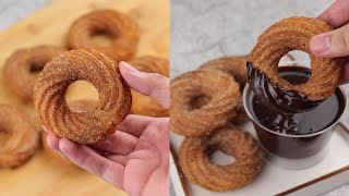 Homemade Churro Donuts with Chocolate Sauce No Oven [upl. by Sundin]