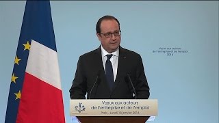 Hollande annonce une prime dembauche de 2000 euros pour les PME jusquà 13 Smic [upl. by Ddot]