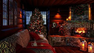 Cozy Christmas Log Cabin Ambience  Relaxing Fireplace and Blizzard Sound for deep sleep [upl. by Harden871]