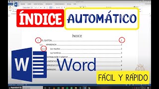 🟢Cómo hacer un índice AUTOMÁTICO en WORD ✅ FÁCIL Y RÁPIDO [upl. by Derry]