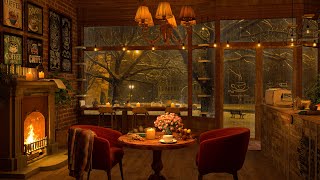 4K Cozy Coffee Shop ☕ Smooth Piano Jazz Music for Relaxing Studying Sleeping [upl. by Rovit]