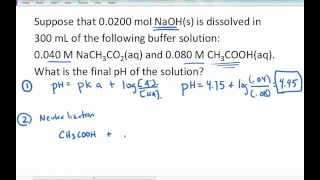 Calculate pH of buffer after adding strong base [upl. by Ramirol]