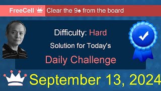 Microsoft Solitaire Collection FreeCell  Hard  September 13 2024 [upl. by Siloam525]