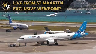 LIVE Planespotting at St Maarten Airport  Balcony View [upl. by Ardnoet]