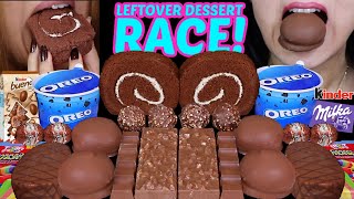 ASMR LEFTOVER DESSERT RACE OREO ICE CREAM CHOCOLATE ROLL CAKE MILKA BIG CHOCOLATE MARSHMALLOWS 먹방 [upl. by Ojadnama]