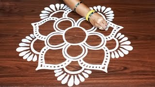 Easy Round Flower Rangoli Designs for BEGINNERS🌺 Step by Step Special Alpona Designs for FESTIVAL 🌷 [upl. by Airamana]