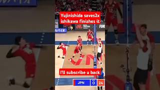 ishikawa finished game yujinishida save 2x vs germany japan volleyball [upl. by Nanda]