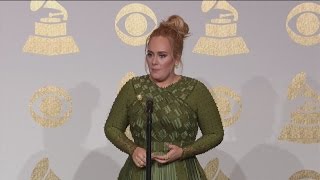 GRAMMYs 2017 Adele shares sadness over death of George Michael [upl. by Iruy]