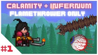 Terraria Calamity with ONLY Flamethrowers Part 1 [upl. by Dnalro]