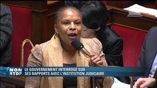 Christiane Taubira chahutée par les députés de lopposition à lAssemblée [upl. by Aisanat]