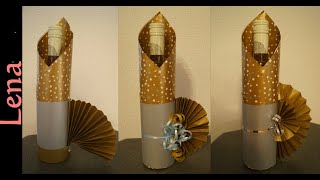 3 Arten Flasche als Geschenk einpacken mit Fächer 🎁3 ways Fan Bottle Wrapping🍾как упаковать бутылку [upl. by Kirsten]