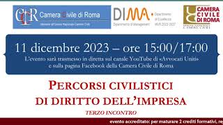 PERCORSI CIVILISTICI DI DIRITTO DELL’IMPRESA  3° incontro [upl. by Kcirde]