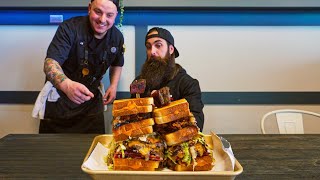 THERES AN UNBEATEN GRILLED CHEESE BBQ CHALLENGE INSIDE THIS SUPER 8 HOTEL  BeardMeatsFood [upl. by Briana]