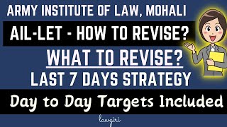 How to revise AILLET 2024 AIL Mohali Entrance ExamWhat to revise in Army Law School Time Table [upl. by Wahkuna707]