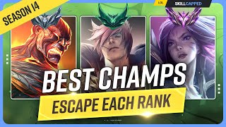 The 5 BEST CHAMPIONS to Climb for EVERY RANK  League of Legends  Season 14 [upl. by Heather]