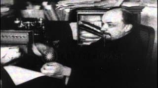 Bolshevik leader Vladimir Lenin speaks sitting in his office in Moscow after theHD Stock Footage [upl. by Niu]