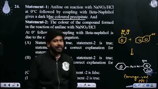 Statement 1 Aniline on reaction with NaNO2HCl at 0 C followed by coupling with Beta [upl. by Athallia958]