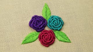 Hand Embroidery Bullion Knot Rose Stitch Embroidery  Brazilian Embroidery [upl. by Chapen]