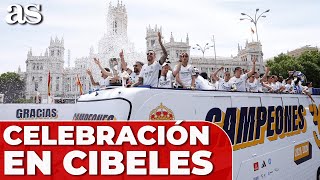 FIESTA COMPLETA CIBELES REAL MADRID CAMPEÓN LIGA  Show ANCEELOTTI BELLINGHAM VINICIUS [upl. by Adnomar]