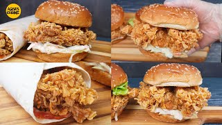 Perfect Fried Chicken Zinger Burger amp Shawarma Wrap Recipe at home with how to store in freezer KFC [upl. by Airitak]