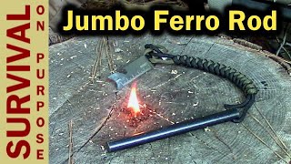 Jumbo Ferro Rod Firestarter The 5ive Star Gear Pro Series [upl. by Hembree180]