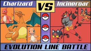 CHARIZARD vs INCINEROAR Starter Evolution Line Battle Pokémon SunMoon [upl. by Kindig]