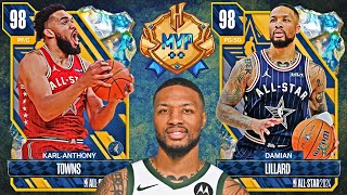 PACK OPENING ALL STAR DAMIAN LILLARD MVP KARL ANTHONY TOWNS GALAXY OPAL PLUS JB NBA 2k24 Myteam [upl. by Kcirdorb]